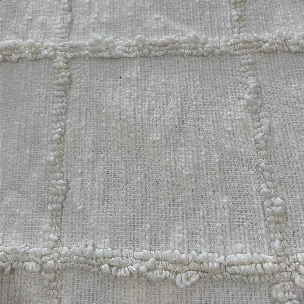 Crate and Barrel White Chenille Fringed coverlet Queen/full